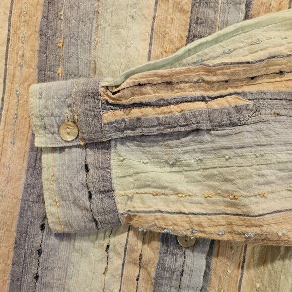 Alfred Dunner Blouse womens 14 colorful crinkly embroidered shell buttons career - Picture 7 of 16